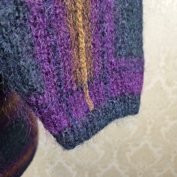 Ellen Tracy Size Small Oversized Vneck Button Front Cardigan Plaid Mohair Blend - Picture 5 of 12